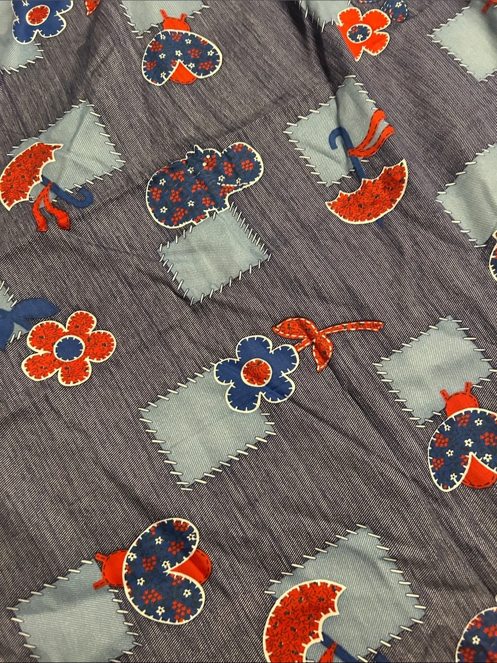Blue and Red Floral Patchwork pattern Bedding top only 80x88